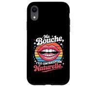 Bouche C'est Contraception Naturelle - Humour Français Rétro Coque pour iPhone XR
