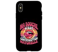 Bouche C'est Une Contraception Naturelle - Humour Français Rétro Coque pour iPhone X/XS