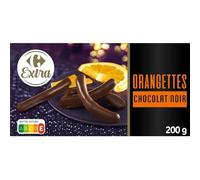 Bouchées de Chocolat Noir et Orange 200 g - Lamelles d'Écorces d'Orange Enrobées, Cacao 65% Minimum, Boîte en Carton, Confiserie Soignée - Lot de 3