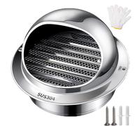 Bouches D'aération avec Maille Fine Ø100/120/160/180/200/250mm, Capot de Sortie D'air en Acier Inoxydable, Couvercle de ventilation Pour Raccorder Conduit Ou Tuyau(250mm/9.8in)