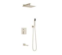 Boucheur de douche cachée blanc crémeux Tap 3 Outlet 10 '' Douche de pluie carrée 180 ° Serme de bain en rotation, blanc laiteux LWX