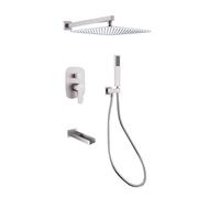 Boucheur de douche dissimulé Capeur de baignoire cascade Serme 12 '' Kit de douche carré de précipitations 3 Fonction Tap de salle de bain, noir LWX