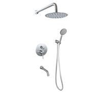Boucheur de douche en acier inoxydable brossé Ensemble de douche cachée 10 '' Douche de précipitation au-dessus de 3 modes de douche dissimulée, brossé LWX
