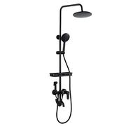 Boucheur de mélangeur de pluie Section 4 en 1 pomme de douche à main avec support/tuyau, pomme de douche en métal de pluie haute pression, noir mat (A)