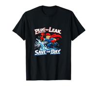 Bouchez la Fuite : Save The Day Plumber Superhero Pun T-Shirt