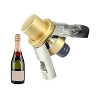 Bouchon à champagne en acier inoxydable - Double oreille - Bouchon fraîcheur avec pompe à pression intégrée - Bouchon à champagne pratique pour ranger des boissons pétillantes lors de fêtes, de