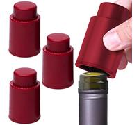 Bouchon à vin sous vide - Anti-fuite - Économisez votre vin pour un autre jour - scellé sous vide pour plus de fraîcheur - Excellent cadeau pour les amateurs de vin (plastique rouge, 4)