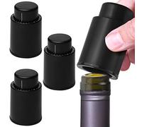 Bouchon à vin sous vide - Anti-fuite - Économisez votre vin pour un autre jour - scellé sous vide pour plus de fraîcheur - Excellent cadeau pour les amateurs de vin (plastique noir, 4)