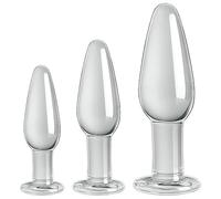Bouchon anal en verre conique 3 pièces transparent, 3 tailles (4.1/4.9/5.7in) pour débutants et couples, stimulation P-spot vaginale