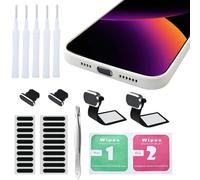 Bouchon Anti-Poussière Bouchon Anti-Poussière de Téléphone en Métal Compatible avec Iphone 11/11 Pro/ 11 Pro Max/12 Pro/ 12/13 Pro/ 14 Pro Max, Kit de Brosse de Nettoyage de Téléphone