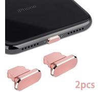 Bouchon Anti-Poussière En Métal Pour Iphone 14 13 12 Pro,Port De Chargement De Protection Pour Ios,Couvercle Anti-Poussière Pour Port D'éclairage Apple Ipad - Type 2pcs Rose Gold