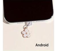 Bouchon Anti-Poussière Pour Téléphone,1 Pièce,Fleurs Simples,Accessoires De Décoration,Pendentif Suspendu Pour Iphone Pour Samsung,Port De Chargement De Type C - Type For Android #C