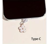 Bouchon Anti-Poussière Pour Téléphone,1 Pièce,Fleurs Simples,Accessoires De Décoration,Pendentif Suspendu Pour Iphone Pour Samsung,Port De Chargement De Type C - Type For Type-C