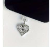 Bouchon anti-poussière pour téléphone,diamant d'eau,amour,accessoires de décoration,pendentif suspendu pour iPhone pour Samsung,Port de chargement de Type C - Type silvery iPhone