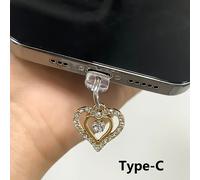 Bouchon anti-poussière pour téléphone,diamant d'eau,amour,accessoires de décoration,pendentif suspendu pour iPhone pour Samsung,Port de chargement de Type C - Type For Type-C