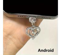 Bouchon anti-poussière pour téléphone,diamant d'eau,amour,accessoires de décoration,pendentif suspendu pour iPhone pour Samsung,Port de chargement de Type C - Type For Android #A