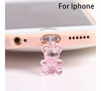 Bouchon Anti-Poussière Pour Téléphone Portable,Breloque Ours En Acrylique,Bouchon De Protection Contre La Poussière,Prise De Port De Charge,Pendentif Kawaii,1pc - Type For Iphone Pink