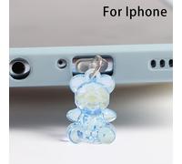 Bouchon Anti-Poussière Pour Téléphone Portable,Breloque Ours En Acrylique,Bouchon De Protection Contre La Poussière,Prise De Port De Charge,Pendentif Kawaii,1pc - Type For Iphone Blue