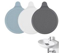 Bouchon d’Évier Silicone Universel 13 cm avec Ventouse, Lot de 3 Bouchons de Drain pour Douche Baignoire Lavabo Cuisine, Anti Fuite Anti Odeur, Flexible Réutilisable Gris Blanc Bleu