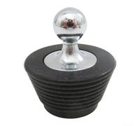 Bouchon de baignoire spirale en silicone avec poignée en acier inoxydable conçu pour les dimensions standard d'ouverture de vidange (noir)