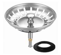 Bouchon de bonde d'évier de cuisine 82 mm, hauteur réglable, pour ouvertures de 82 à 84 mm, avec deux joints.