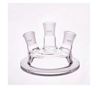 Bouchon de bouteille à réaction trois orifices rodés, 100 mm/150 mm/200 mm/230 mm, forme bride, milieu 24/29, côté, couvercle en verre Équipements de laboratoire