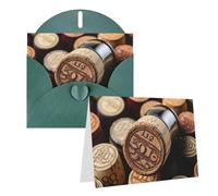 Bouchon de bouteille de vin avec carte de vœux vintage vierge avec enveloppes, 10,2 x 15,2 cm, cartes de remerciement, cartes de notes, cartes toutes occasions, vert foncé pour Noël, vacances