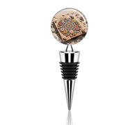 Bouchon de bouteille de vin bohème floral mandala en acier inoxydable, joint hermétique, réutilisable, bouchon scellé, étanche, garde la fraîcheur, accessoires de bar pour les amateurs de vin