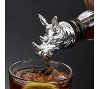 Bouchon de bouteille de vin décoratif en liège en forme de tête de rhinocéros pour créer une atmosphère ludique pour votre fête. Profitez de votre vin avec style (argenté)