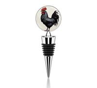 Bouchon de bouteille de vin décoratif en métal élégant, réutilisable, anti-fuite, bouchon de vin en forme de coq noir pour cadeaux, bar, vacances, fête, mariage
