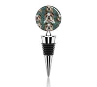 Bouchon de bouteille de vin décoratif en métal élégant, réutilisable, anti-fuite, motif bouledogue anglais amusant pour cadeaux, bar, vacances, fête, mariage