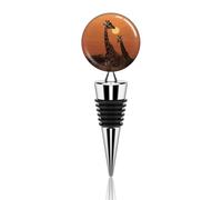 Bouchon de bouteille de vin décoratif en métal élégant, réutilisable, anti-fuite, motif girafe au coucher du soleil, bouchons de vin pour cadeaux, bar, vacances, fête, mariage