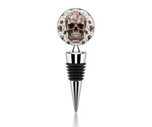 Bouchon de bouteille de vin décoratif réutilisable en forme de tête de mort sur fond blanc pour bar, fête de vacances pour garder les vins frais, convient aux bouteilles standard