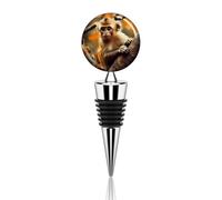 Bouchon de bouteille de vin en alliage de zinc avec motif singe sur l'arbre - Réutilisable - Anti-fuite - Bouchon décoratif pour bouteille de champagne - Cadeau pour homme et femme