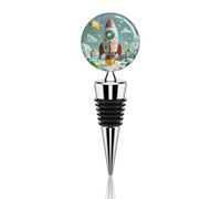 Bouchon de bouteille de vin en alliage de zinc motif fusées de dessin animé - Réutilisable - Anti-fuite - Bouchon décoratif pour bouteille de champagne - Cadeau pour homme et femme