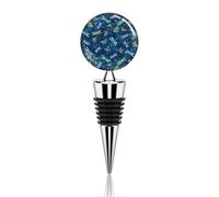 Bouchon de bouteille de vin en métal avec motif libellule bleue - Joli bouchon décoratif réutilisable - Anti-fuite - Cadeau idéal