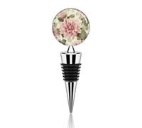 Bouchon de bouteille de vin réutilisable - Belle fleur rose vintage - Avec joint en silicone - Pour vin et champagne