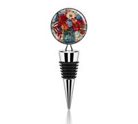 Bouchon de bouteille de vin réutilisable en alliage de zinc avec motif de fleurs bleues dans un bocal en forme de drapeau américain pour fête, mariage, bar