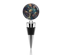 Bouchon de bouteille de vin réutilisable en alliage de zinc avec tête de mort - Bouchon décoratif pour bouteille de champagne - Accessoires de vin - Cadeau pour bar, fête, mariage
