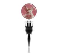 Bouchon de bouteille de vin réutilisable en alliage de zinc - Motif lapin portant une couronne - Bouchon décoratif pour bouteille de champagne - Accessoires de vin - Cadeau pour bar, fête, mariage