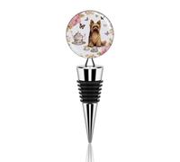 Bouchon de bouteille de vin réutilisable Yorkshire Terrier Thé Party Papillons Roses Décorations en métal pour bouteilles de champagne, liqueur et huile, mariage, Noël, fête, bar