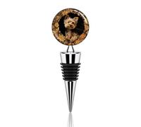 Bouchon de bouteille de vin Yorkshire Terrier dans la grotte, bouchon décoratif réutilisable en métal pour bouteilles de champagne, liqueur et huile, mariage, Noël, fête, bar