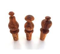 Bouchon de bouteille en forme au choix, bouchon en liège fait main en bois d'olivier (lot de 3 : pomme, poire, champignon)