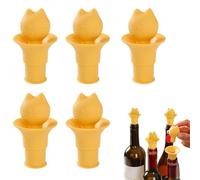 Bouchon de bouteille en forme de tête de chat, bouchon de bouteille de vin et entonnoir 2 en 1, joint en silicone étanche, outil de stockage réutilisable pour le vin, l'huile (5PCS)