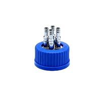 Bouchon de bouteille GL45 à visser - 4 trous - Taille moyenne | Couvercle de raccordement de laboratoire pour ensemble de tuyau de réservoir