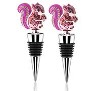Bouchon de bouteille vin Joint hermétique Cristal décoratif Gemme polygonale Écureuil Animal Tête en or pour boisson 2 Pack