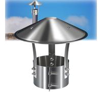 Bouchon de capot de cheminée en acier inoxydable - Couvercle d'échappement extérieur réglable pour cheminée et poêle - 125 mm - Dessus de cheminée imperméable