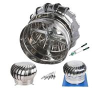 Bouchon de cheminée en acier inoxydable 201 - 11,8 / 15,8 / 19,7 / 59,9 cm - Évent de toit rotatif - Couvercle de cheminée sphérique pour cheminée - Isolation du conduit de cheminée (500 mm - 19,7