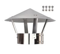 Bouchon de cheminée en acier inoxydable résistant aux intempéries - Couvercle rond d'extérieur avec large bord double vis de fixation 15 cm pour ventilation du conduit d'échappement