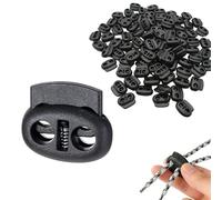 Bouchon de Cordon 2 Trous en Plastique 23 × 20 mm, Coulisseau de Cordon à Ressort pour Cordons Ø 4 mm, Lacets à Libération Rapide, Pince à Ruban Réglable, 100PCS